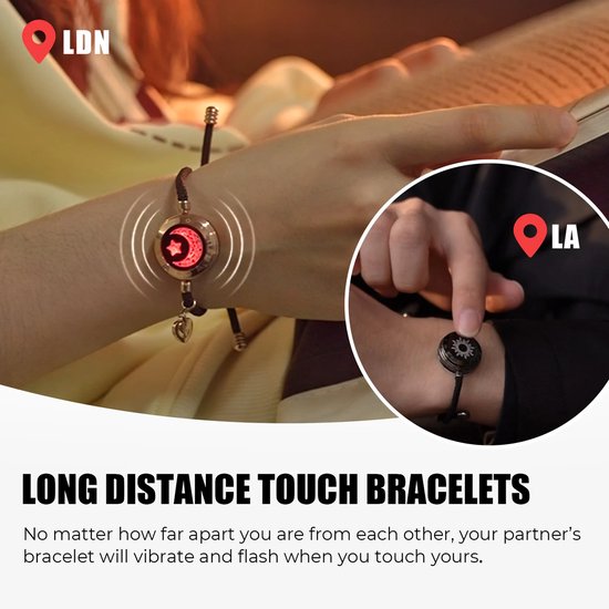 Lange Afstand Touch Armbanden met Verlichting en Trilling voor Stelletjes - Slimme Sun & Moon Liefdesarmbanden - Perfecte Cadeaus voor Relaties op Afstand, Digitale Armbanden voor Koppels — afbeelding 4