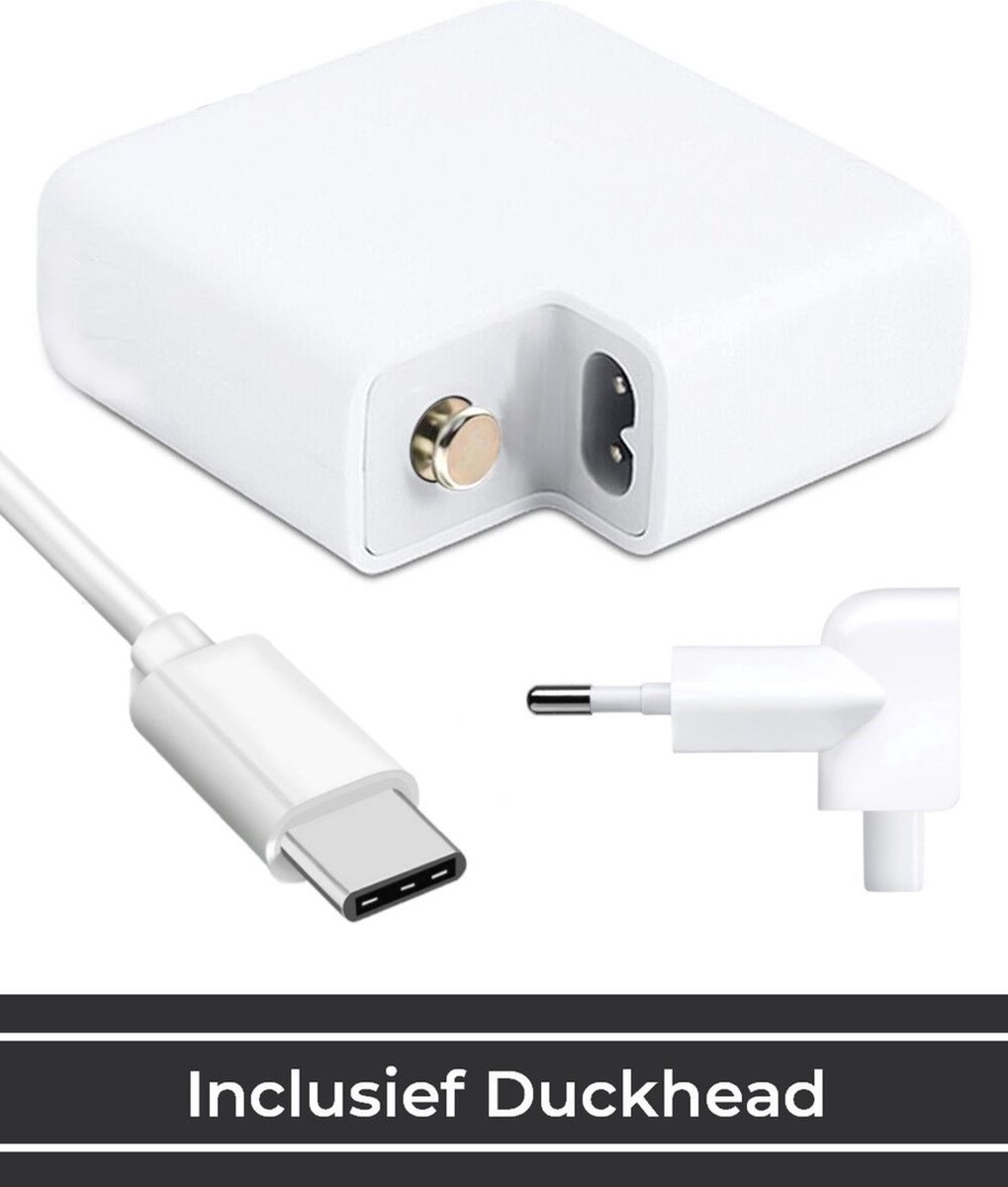 Zedar USB-C oplader 45W met 1,8m kabel voor MacBook Pro, Air (vanaf 2015), adapter USB C laadblok - Afbeelding 3