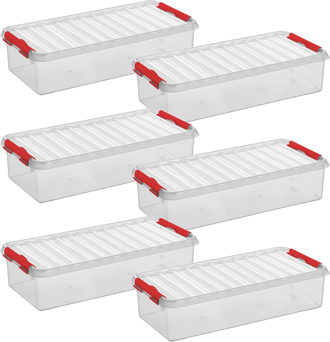 Sunware Q-line opbergbox 6 5L transparant rood Set van 6