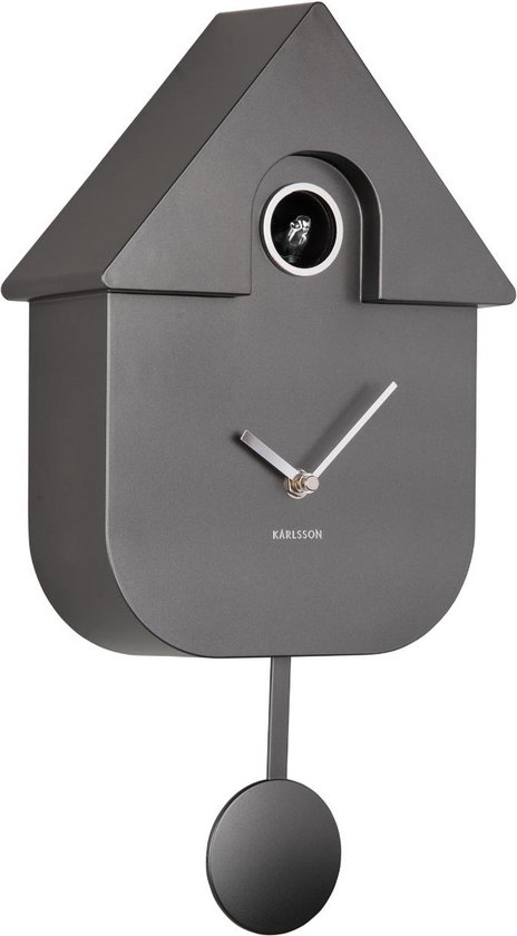 Karlsson Horloge Murale Moderne Coucou Métallisé - Grijs - 21,5x8,5x41cm - Horloge Murale Scandinave