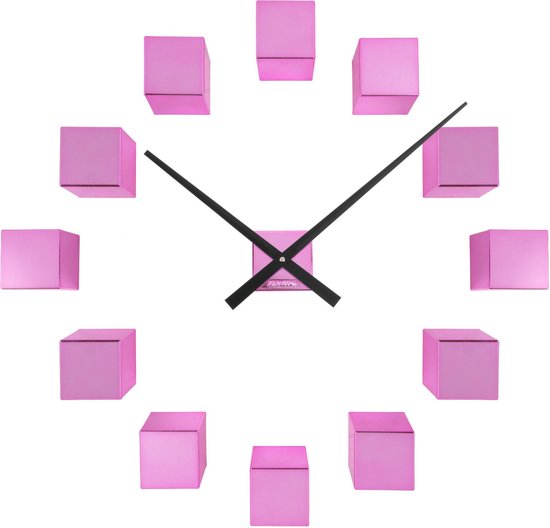 Karlsson Wandklok Diy Cubic Metallic - Roze - 40x5.5x40cm - Wandklok Scandinavisch