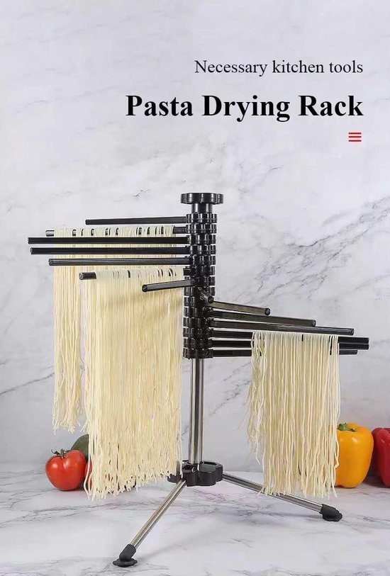 Séchoir à Pâtes Pliable En Plastique - Support Pour Nouilles Et Spaghetti Avec 10 Barres, Idéal Pâtes Fraîches