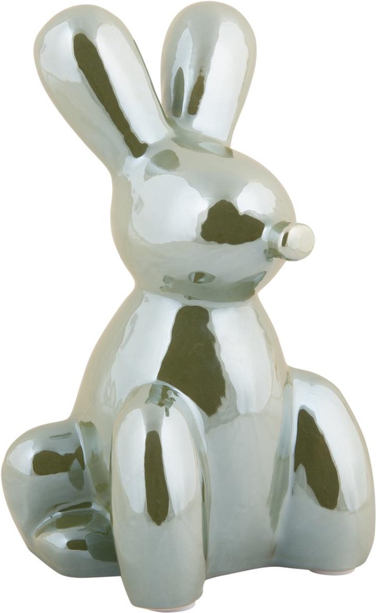 Ornament Balloon Bunny Groot - Groen - 12.7x11.5x20cm - Scandinavisch - Keramiek - Moederdag - Moederdag cadeautje - Moederdag cadeau voor mama