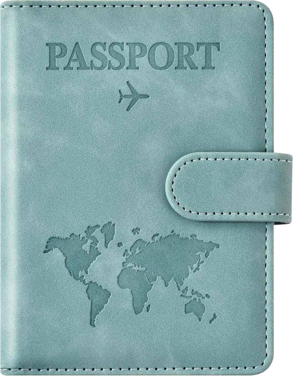 Nereb - Paspoorthouder - Paspoort hoes - Blauw - Anti RFID - Magneet sluiting - Paspoort Portemonnee - Travel wallet - reisportefeuille - reisportemonnee - reisdocumenten organizer - reisdocumenten houder - reisdocumenten organizer