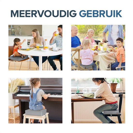 Stoelverhoger - Leer - 8cm hoog - Verhoogkussen - Stoelverhoger voor kinderen - Stoelverhoger voor eetkamerstoel - Stoelverhoger eettafel - Zitverhoger - peuter van Merkloos — afbeelding 3