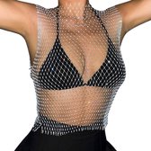Bodychain translucide Diamond - Dissimulation sexy - Haut sans manche - Transparent - Festival - Chemise Érotique - Femme