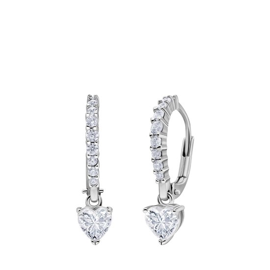 Lucardi - Boucle d'oreille en argent avec pendentif coeur avec zircone