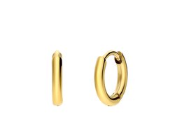 Lucardi Dames Stalen goldplated oorringen 10mm - Oorbellen - Staal - Goud