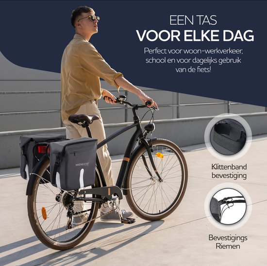 Hikemeister ® Paris - Fietstas Dubbel - Waterdicht Materiaal - 46L - Zwart - 500D Polyester - Fietstassen elektrische fietsen van Hikemeister — afbeelding 3