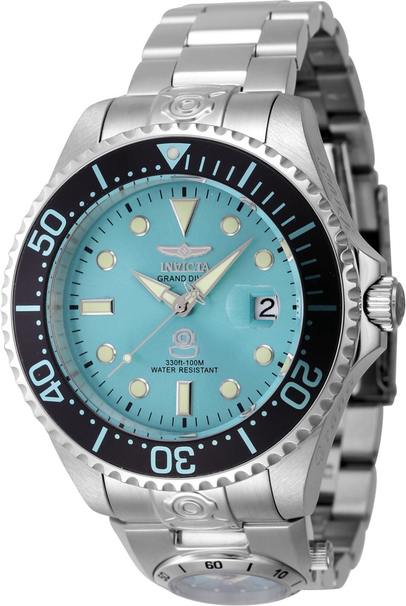 Invicta Grand Diver 45815 Heren Horloge - Waterdicht - Analoog - Automatisch Uurwerk - Roestvrij Staal met blauwe Wijzerplaat - 47mm