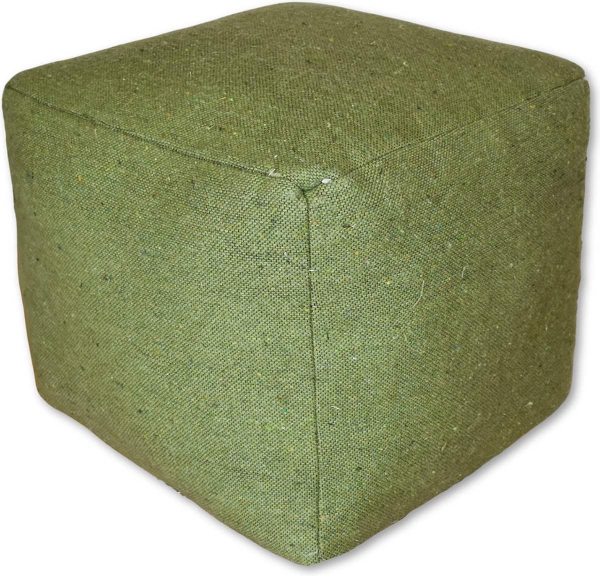 Poufs&Pillows Vierkante Poef - Handgemaakt - Groen - Gemaakt uit Wol en Katoen - Poef van stof - 40x40x35 cm
