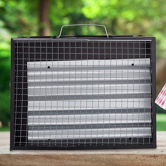 Draagbare camping barbecue inklapbare balkon BBQ voor 4 personen - staal - HBD 23 x 425 x 265 cm - zwart. van Vaggan — afbeelding 2