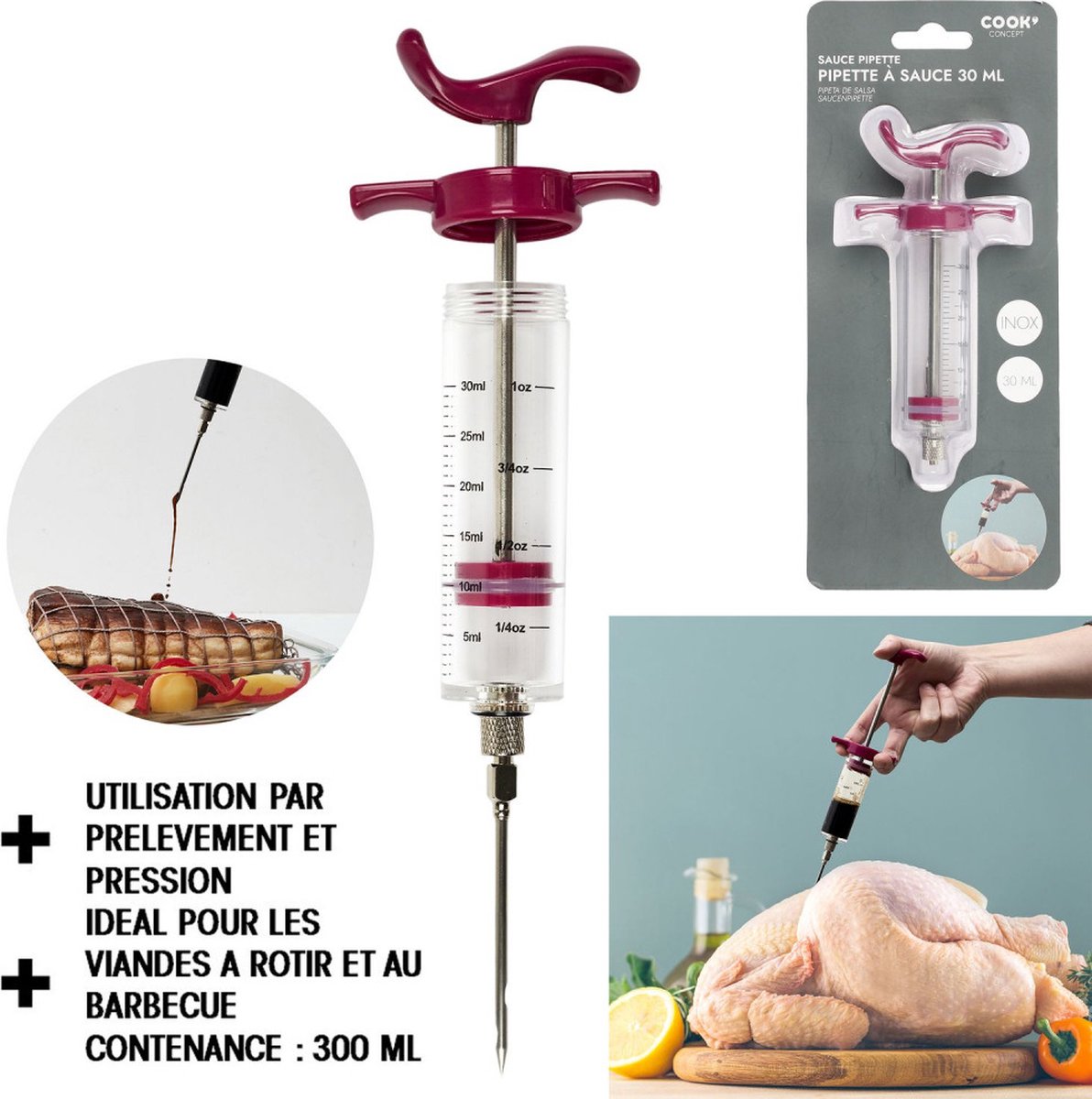 RVS Marinade Injector - BBQ Vlees Spuit Injecteur - Meat Injector - Injectiespuit