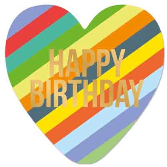 Wenskaart - happy birthday - fijne verjaardag - regenboog - felicitatie - hart van goud - artige