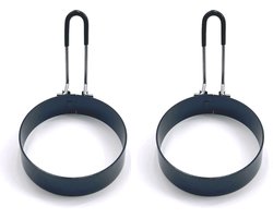 Professionele Bakvorm Met Siliconen Handvat Voor Gebakken Ei In Een Ronde Vorm - 2 stuks - Anti Aanbak - Super Leuk Cadeau - Altijd Een Perfect Eitje - Gratis Oliekwastje
