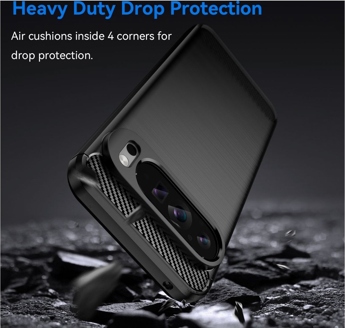 Mobigear Hoesje geschikt voor Google Pixel 9 Pro XL Telefoonhoesje Flexibel TPU | Mobigear Brushed Slim Backcover | Pixel 9 Pro XL Case | Back Cover - Zwart