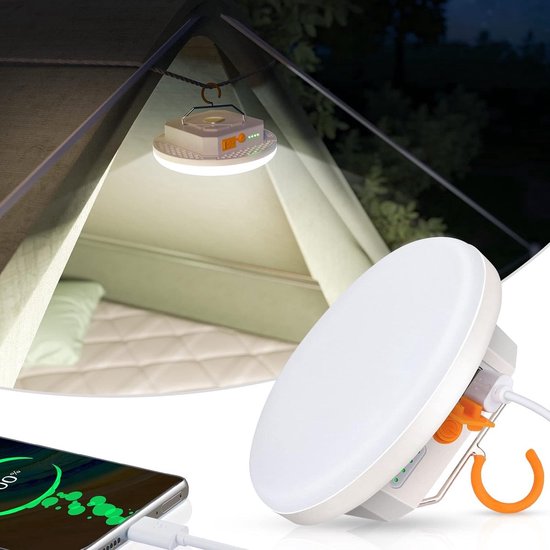 BougeRV Campinglamp met 13400 mAh, oplaadbaar, instelbare hoogte en hoek, 6000 lumen, IPX5 waterdicht, campinglantaarn voor camping, reizen, noodgevallen, zwart