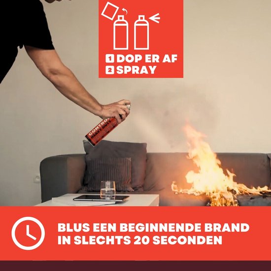 Control Fire Brandblusser 500 ml, mini brandblusser voor auto, keuken, lithiumbatterij, accu, kantoor, caravan, camper, elektrische branden, brandblusspray, brandklasse A B D F