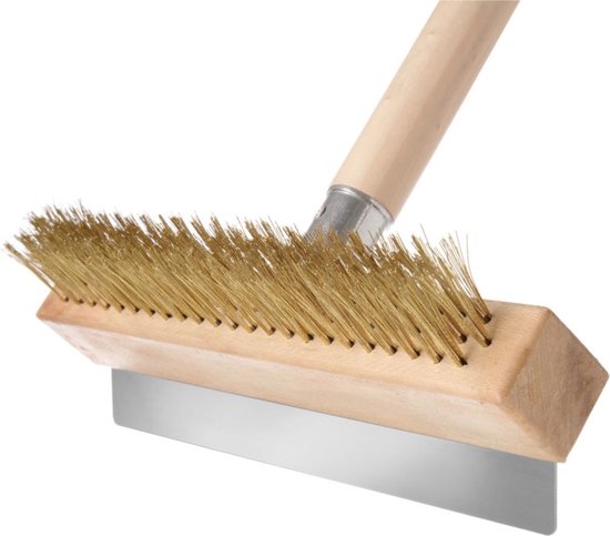 HENDI Reinigingsborstel voor pizzaoven – messingdraad – houten houder