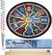 Figured'Art Schilderen op Nummer Volwassenen canvas Dierenriem - Handwerk acrylverf Kit DIY Compleet - 40x50cm met DIY houten lijst