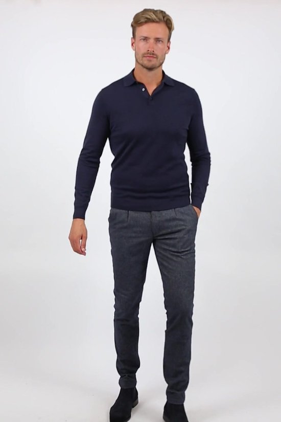 Suitable Chino broek Pico Pleat Donkerblauw (navy) - Maat 52 - Heren - Mannen broeken