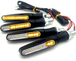 HSXL - 4 stuks LED Motor Richtingaanwijzers Dynamisch - Motorknipperlichten - Universeel - Buigbaar - Dynamische -Knipperlichten - Knipperlampen - Ingebouwd relais - IP68 - BPK