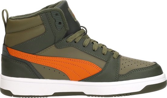 PUMA Puma Rebound V6 Mid WTR Jr Baskets pour femmes unisexes - Olive foncé-Sirop d'érable - PUMA Olive - Taille 38
