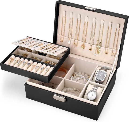 Lolalet Sieradenorganizer, groot, 2 niveaus, opslag van ringen