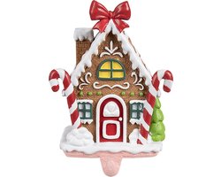 Clayre & Eef Haak Kerstsok Gingerbread house 13x11x18 cm Bruin Kunststof