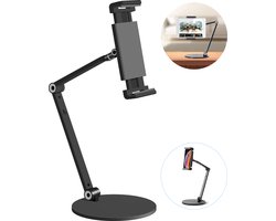 LEVANTU® Ergonomische Tablethouder met verstelbare arm - voor telefoon en tablet - Telefoonstandaard - Tablet standaard -Tablet houder statief -Zwart