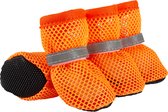 2 paar antislip hondenlaarzen, hondenpoot beschermers, antislip kleine en middelgrote honden laarzen, reflecterende ademende zachte mesh kleine hondenschoenen voor warm weer, warme wegen - oranje kleur