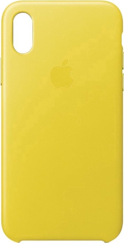 Gele telefoonhoes met een Apple logo.