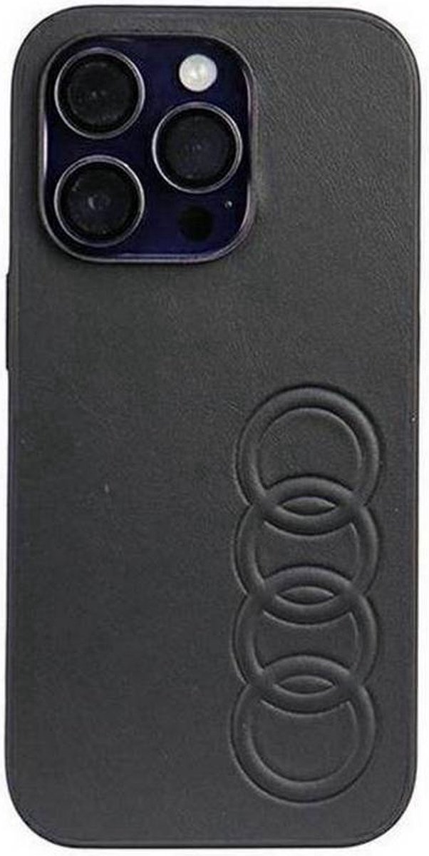 Audi Synthetic Leather Back Case - Geschikt voor Apple iPhone 14 Pro (6.1") - Zwart