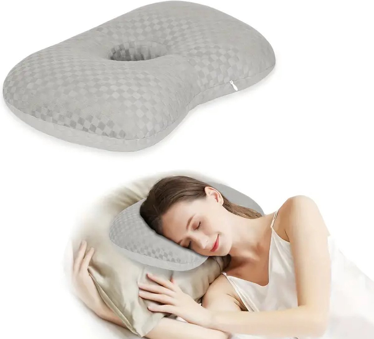 Dutchers.® Oorsteunkussen met Afneembare Hoes - Verlicht Oorpijn, Ontstekingen & Drukplekken – Machinewasbaar & Draagbaar, 44x32x5cm - Piercingkussen - Donutkussen