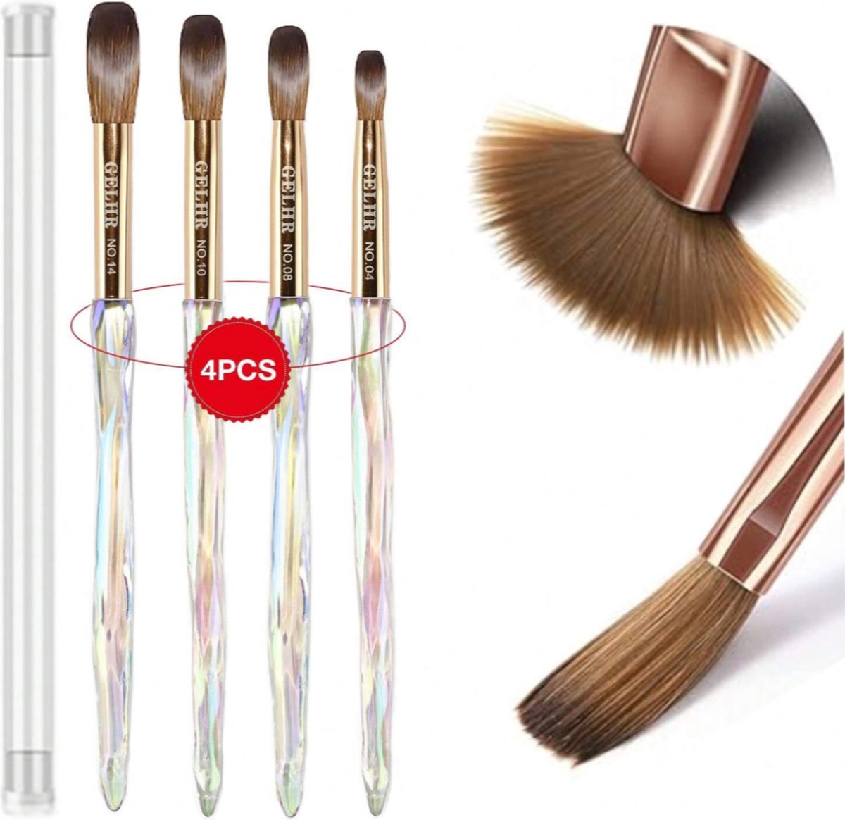 Goedkoopste GUAPÀ® Acryl Penseel | 4 pcs Acrylic Brushes | Nagel Penselen | Nail Art penselen | Nail Brush | Nepnagels | Acrylic Nails | Acryl Poeder | Acryl Liquid | Acryl Brush Nr 4, Nr 8, Nr 10, Nr 14 | Acryl Forms | 4 Acryl Penselen Parelmoer