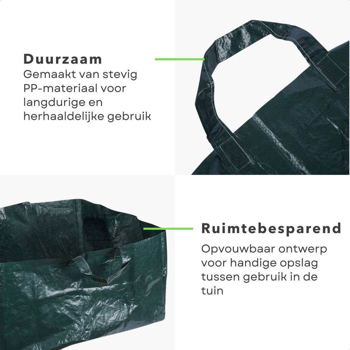 Opvouwbare Vierkante Tuinafvalzak 150L - Grote Tuinafvalzak met Hengsels - 69x69x38 cm - Opvouwbare afvalzak - Afvalzakken - Prullenbak - Tuinzak - Wasmand - Bladzak - Inclusief EBOOK — cadeau in Cadeau-ideeën - foto 6