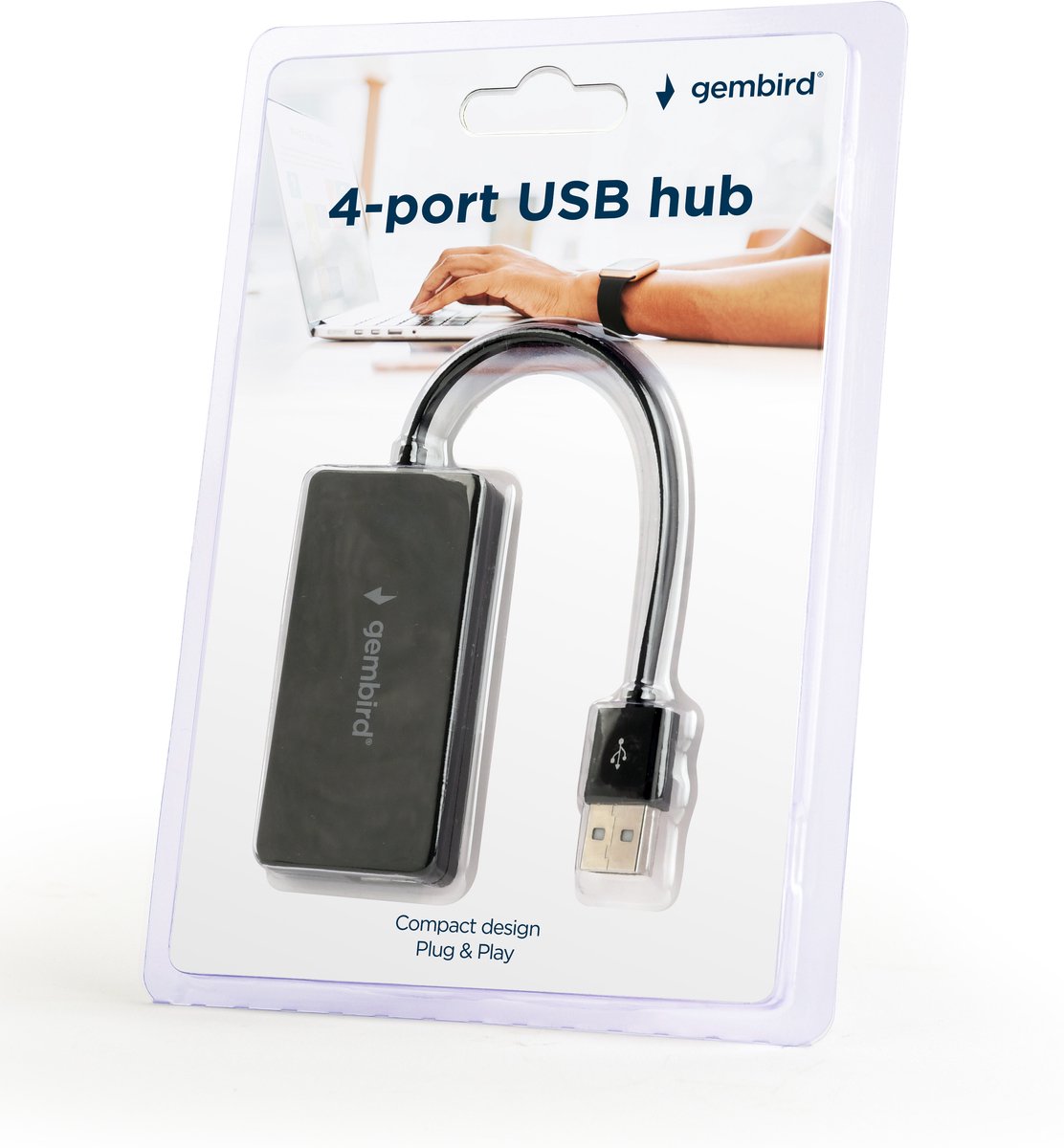 Gembird USB hub met 4 poorten - USB2.0 - busgevoed / zwart - 0,15 meter