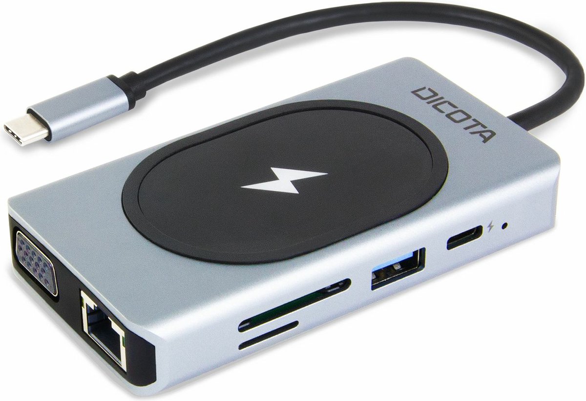 Dicota USB-C 10-in-1 Wireless Charging Dock 4K PD 100W + 15W USB-C dockingstation Geschikt voor merk (dockingstation):
