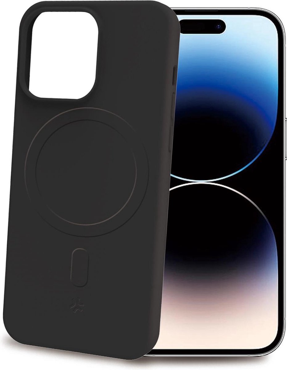 Celly Cromo Siliconen hoesje - Geschikt voor Apple iPhone 15 Pro - TPU Back Cover - Microfiber - Zwart