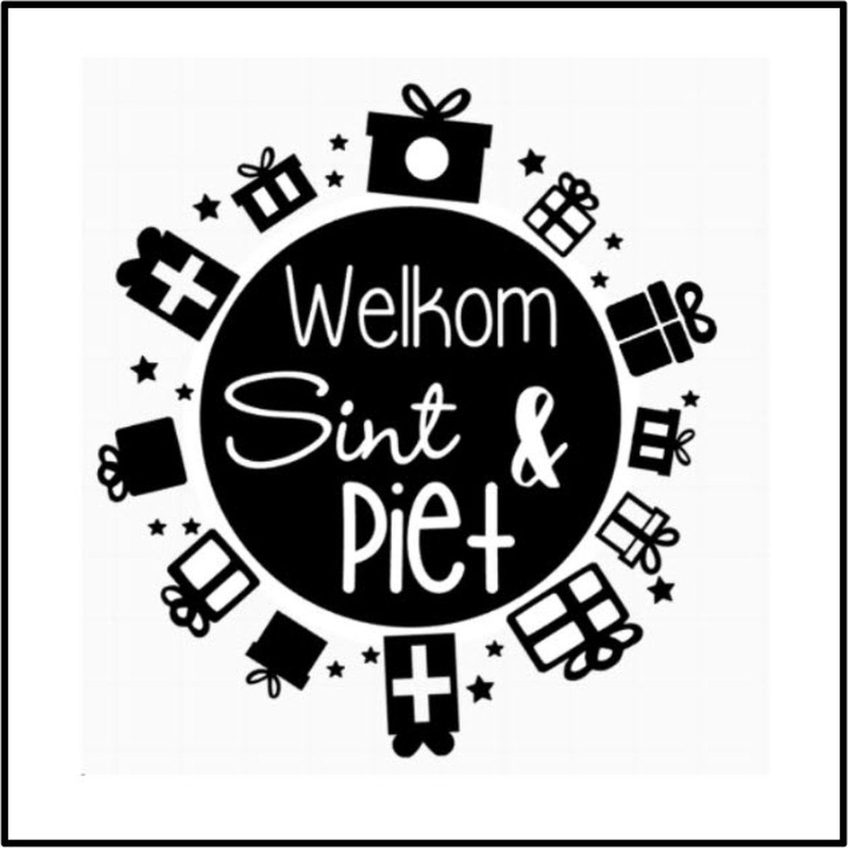 Welkom Sint en Piet 60x60cm statisch, herbruikbare dubbelzijdige raamsticker