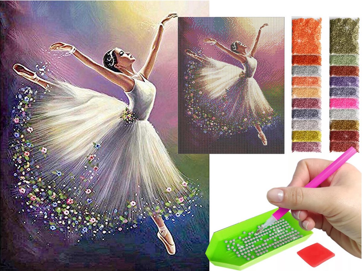 Diamond Painting Set - Ballerina - Voor volwassenen en kinderen - 30x40cm - Diamond painting set compleet - Knutselset - Hobby