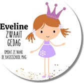 20 x Naamstickers Gepersonaliseerd Meisje Basisschool - Afscheid Peuterspeelzaal Kinderdagverblijf Trakteren - Fee Prinses - Stickers met Naam