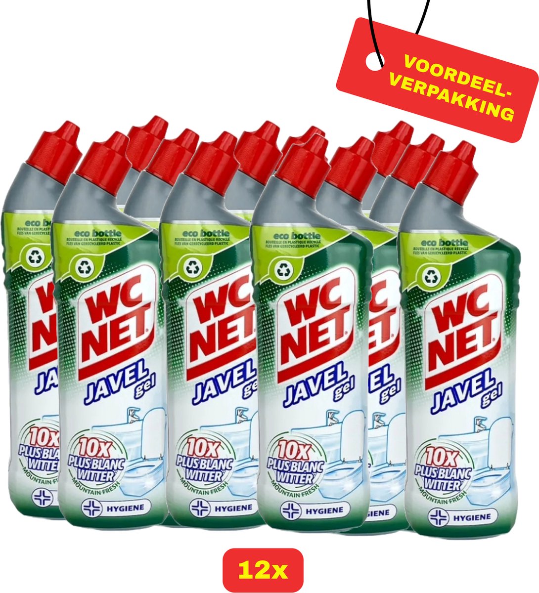 Goedkoopste 12 x WC Net Javal Gel Instant White - 12 X 750ml - Mountain Fresh - Toiletreiniger - Voordeelverpakking