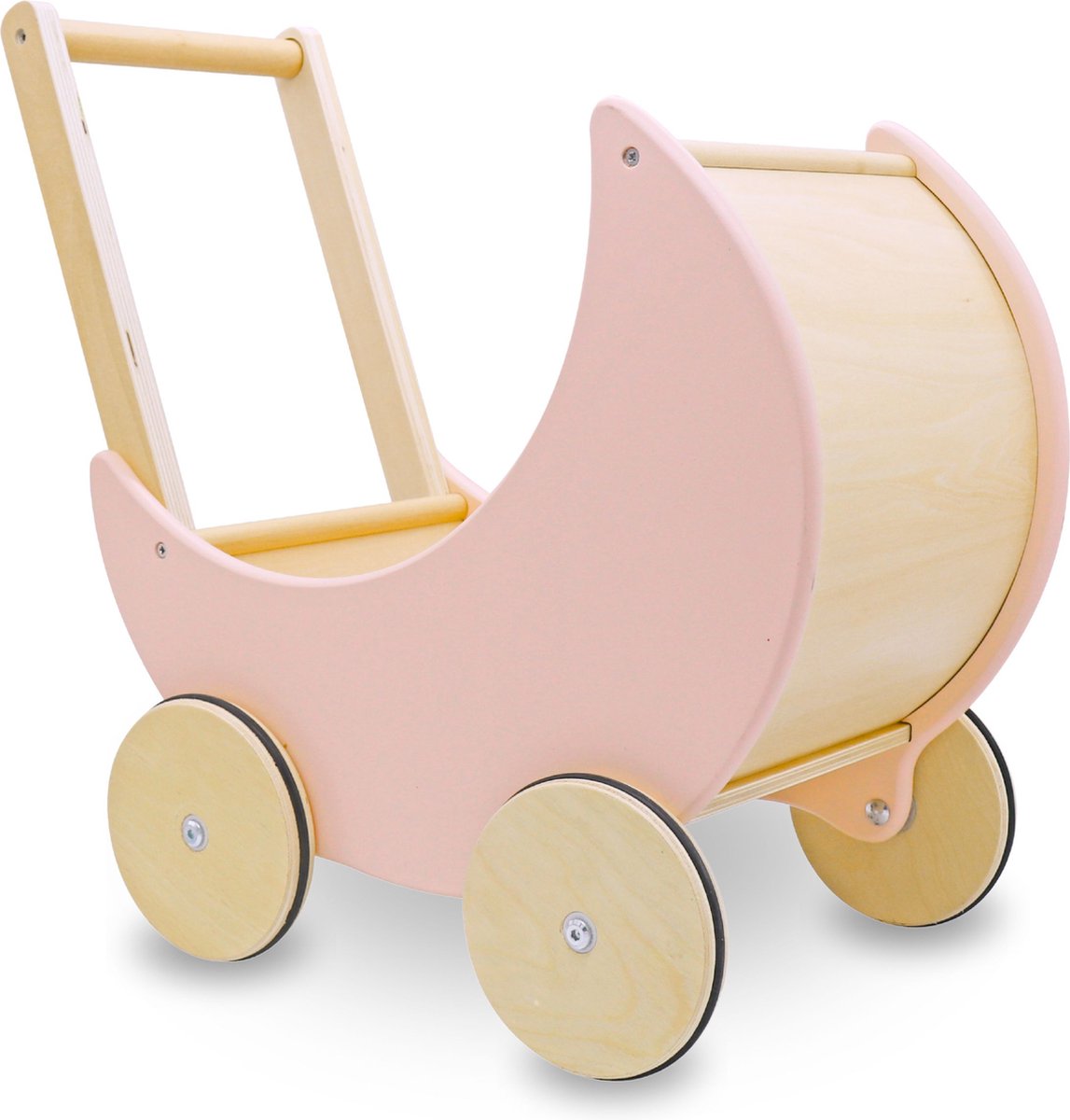 Mamabrum Houten Poppen en Berenwagen Babyduwer 1+ Kinderwagen vanaf 1 jaar Wandelwagen met Antislip Wieltjes Rijder om te leren lopen