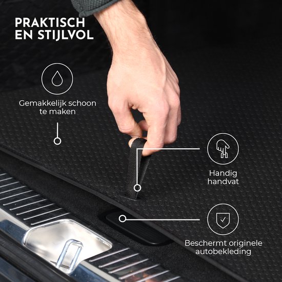 Tapis de coffre en caoutchouc Duogrip sur mesure pour Mercedes Classe C W205/S205 2014 - 2021 - Version : Break | 350ème | plancher de chargement élevé