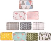 Paniers de rangement en lin, paniers de rangement 10 pièces, organiseur avec poignées, pliables, imperméables, tissu 100% lin et coton, pour étagères et bureaux, 20,5 x 16,4 x 13,5 cm