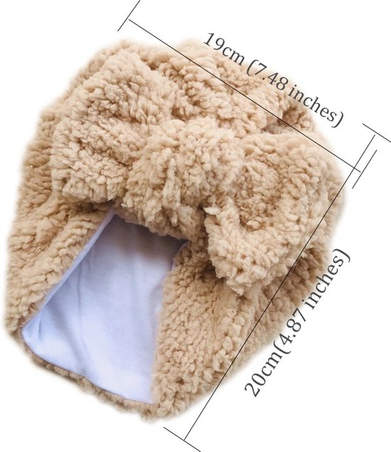 baby muts en sjaal - teddy - meisje - muts - sjaal - set - licht bruin - khaki - kraamcadeau van Merkloos — afbeelding 2