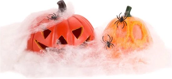 Toile d'araignée d'Halloween avec 6 araignées | 80 g | Halloween | Décoration d‘Halloween |