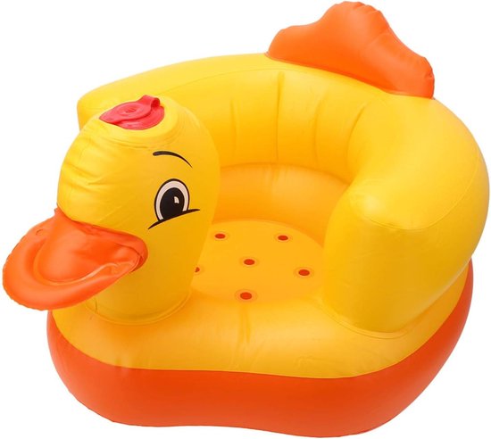 AirSwim Opblaasbaar babyzitje voor baby's vanaf 3 maanden, babysteunstoel zomer peuterstoel om op te zitten, babydouchestoel vloerzitter geschenken met opbergkoffer, oranje