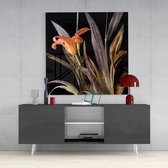 Glasschilderij - Bloemen - Geel - Vierkant Schilderij - 50x50x0,4 cm
